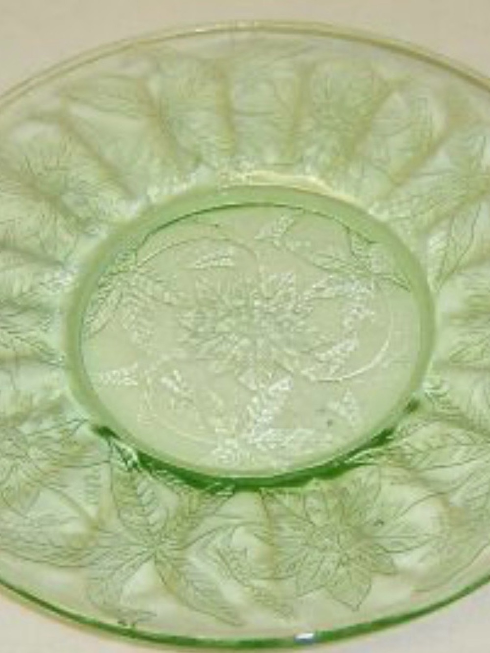 Vintage Jeannette Poinsettia Green Depression Glass Bread&Butter Plates Set of 5